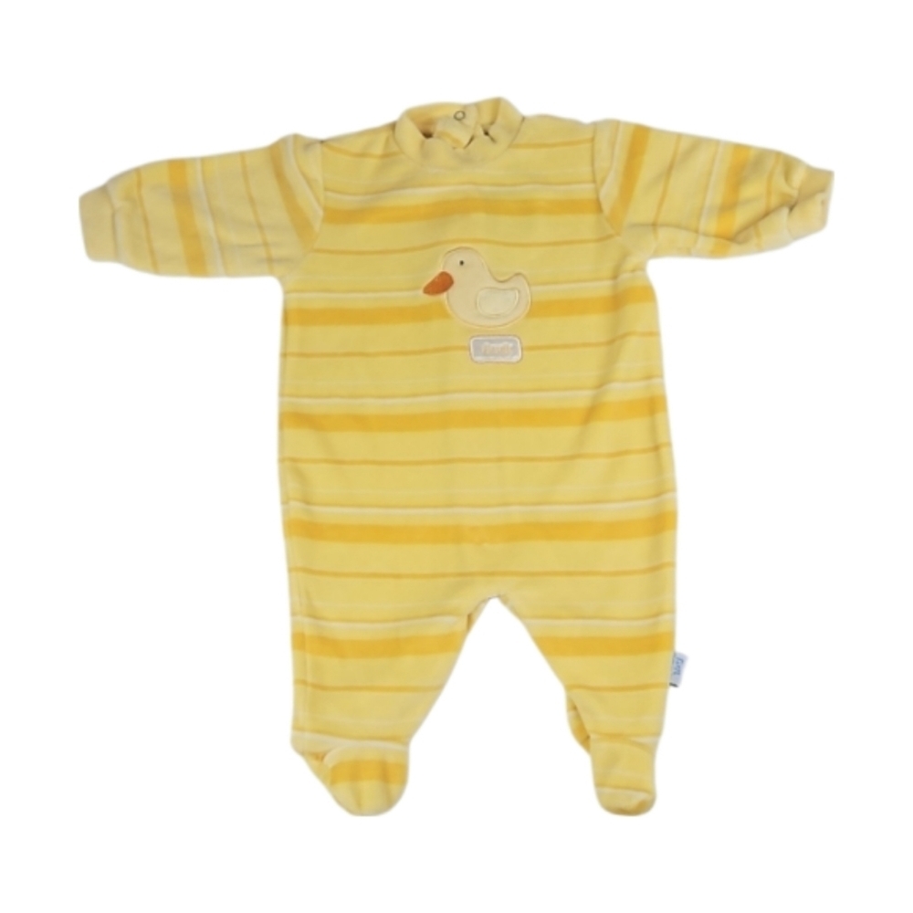 Vintage Baby Newborn 0 to 3 Months Sleepsuit Footies Outfit Yellow Duck 0M 3M